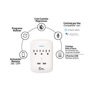 Multitoma Supresor de Picos PT+USB 245J Link IoT VTA+ Smart Home